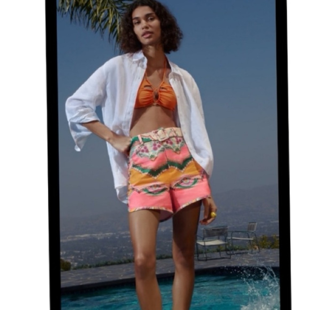 Zara Multicolor High Waist linen blend Women's Shorts - Picture 3 of 9